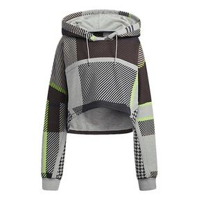 adidas Gray, Black & Neon Green Cropped Hoodie